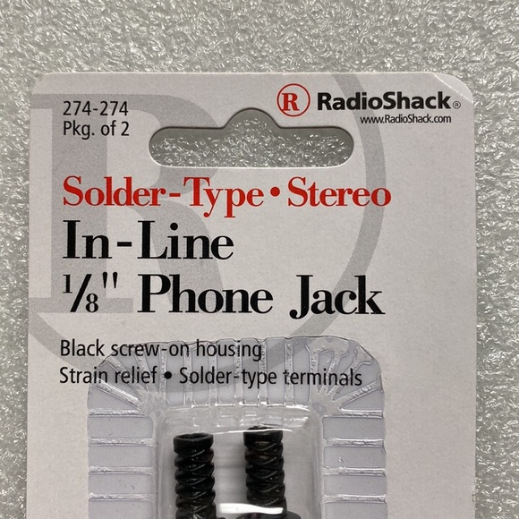 Radio Shack 1/8" 3.5mm In-Line Stereo Headphone Jacks, Solder Type. Pack of 2. - Picture 2 of 3